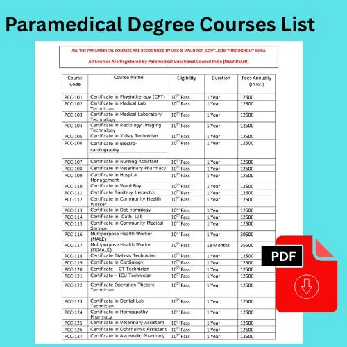 Paramedical Degree Courses List 2025 PDF – Download Free